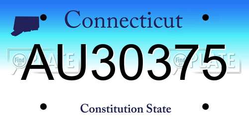 AU30375 Connecticut License Plate
