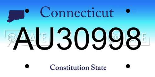 AU30998 Connecticut License Plate
