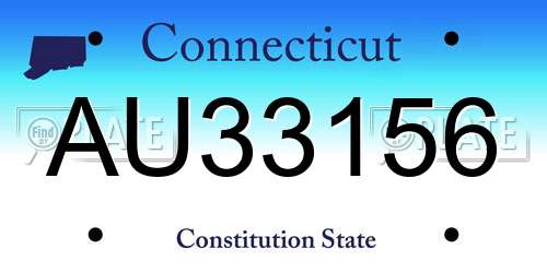 AU33156 Connecticut License Plate