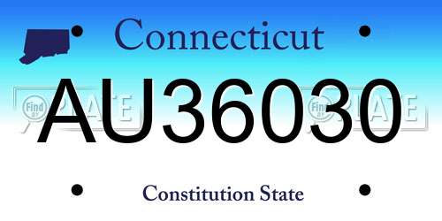 AU36030 Connecticut License Plate