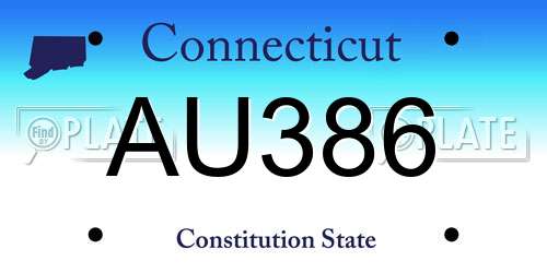 AU386 Connecticut License Plate