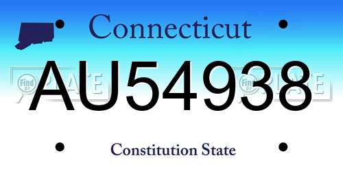 AU54938 Connecticut License Plate