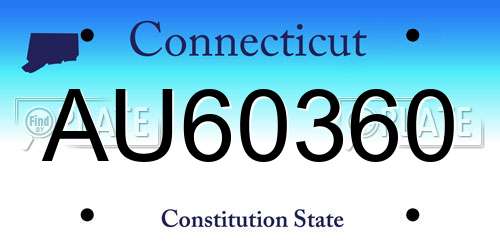 AU60360 Connecticut License Plate