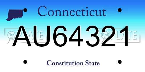 AU64321 Connecticut License Plate