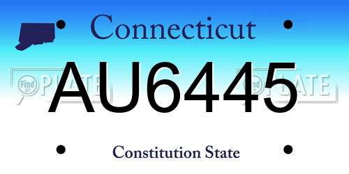 AU6445 Connecticut License Plate