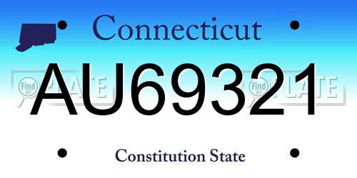 AU69321 Connecticut License Plate