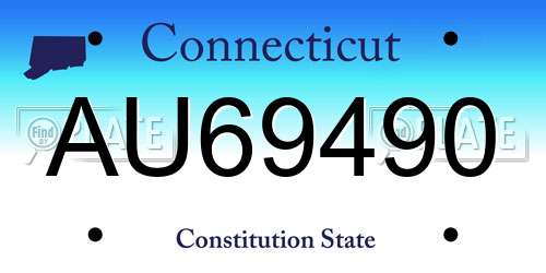 AU69490 Connecticut License Plate