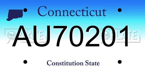 AU70201 Connecticut License Plate