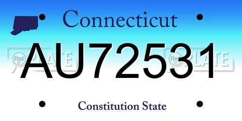 AU72531 Connecticut License Plate