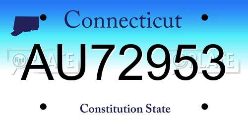 AU72953 Connecticut License Plate