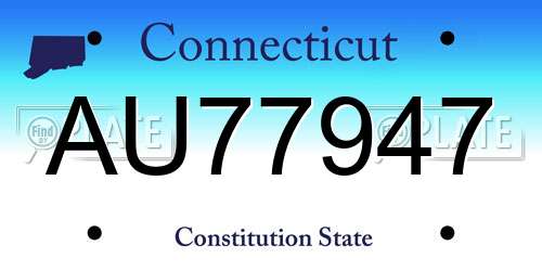 AU77947 Connecticut License Plate
