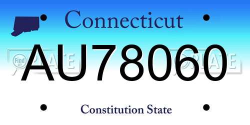 AU78060 Connecticut License Plate