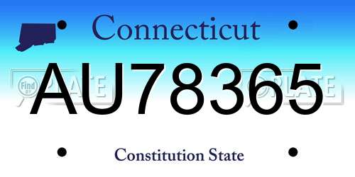 AU78365 Connecticut License Plate