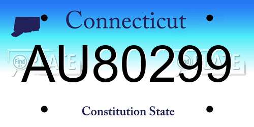 AU80299 Connecticut License Plate