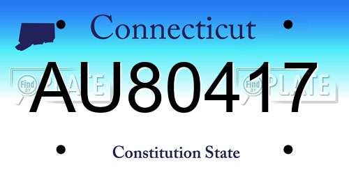 AU80417 Connecticut License Plate