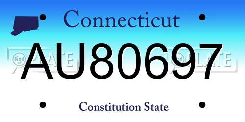 AU80697 Connecticut License Plate