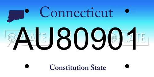 AU80901 Connecticut License Plate