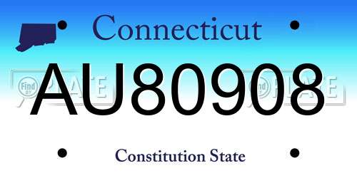 AU80908 Connecticut License Plate