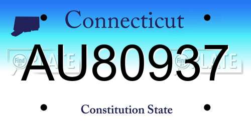 AU80937 Connecticut License Plate