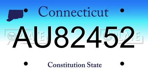 AU82452 Connecticut License Plate