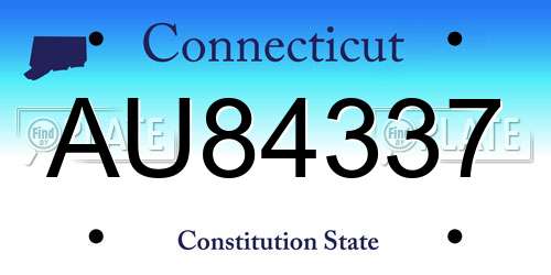 AU84337 Connecticut License Plate
