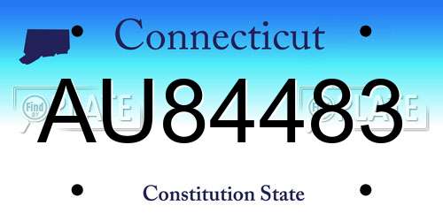 AU84483 Connecticut License Plate
