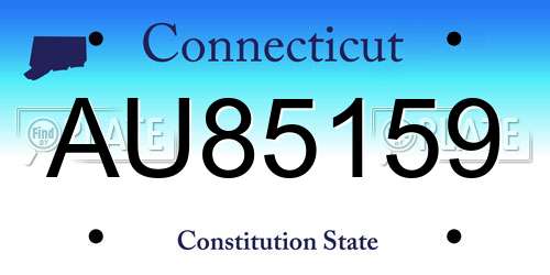 AU85159 Connecticut License Plate
