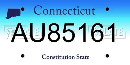 AU85161 Connecticut License Plate