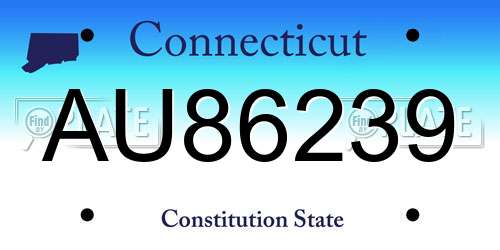 AU86239 Connecticut License Plate