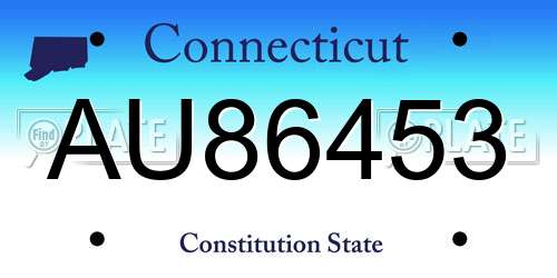 AU86453 Connecticut License Plate