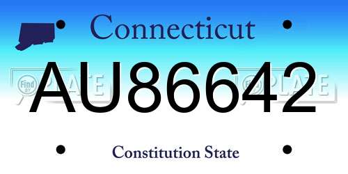 AU86642 Connecticut License Plate