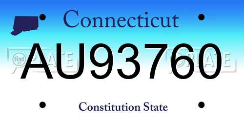 AU93760 Connecticut License Plate