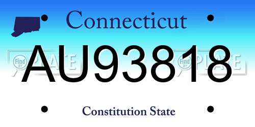 AU93818 Connecticut License Plate