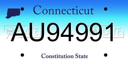 AU94991 Connecticut License Plate