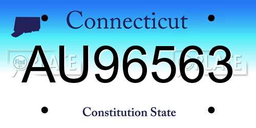 AU96563 Connecticut License Plate