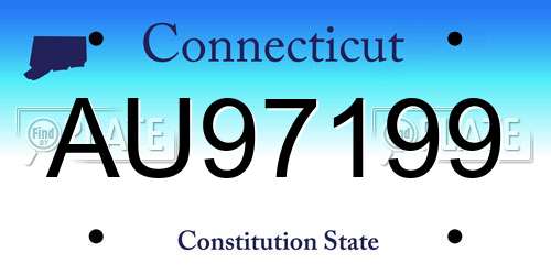 AU97199 Connecticut License Plate