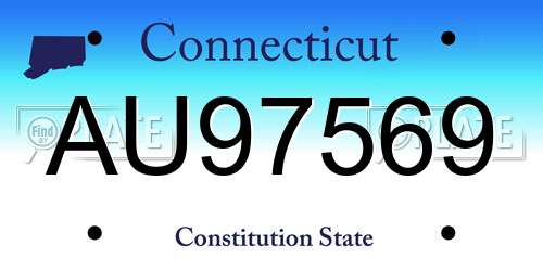 AU97569 Connecticut License Plate
