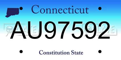 AU97592 Connecticut License Plate