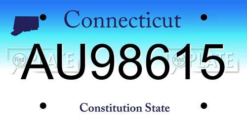 AU98615 Connecticut License Plate