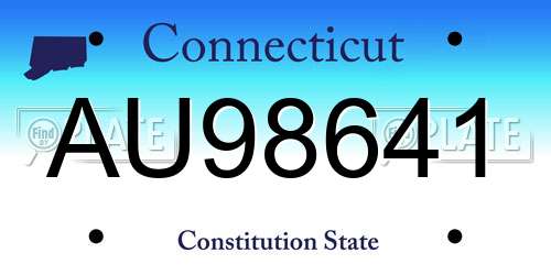 AU98641 Connecticut License Plate