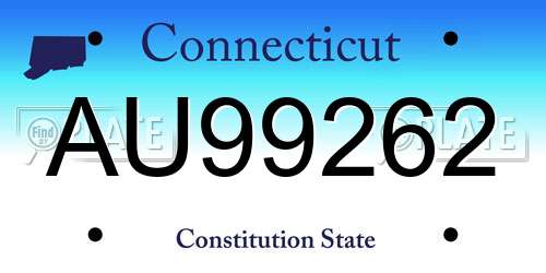 AU99262 Connecticut License Plate