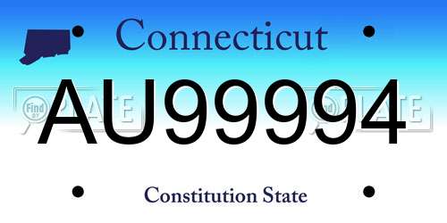 AU99994 Connecticut License Plate