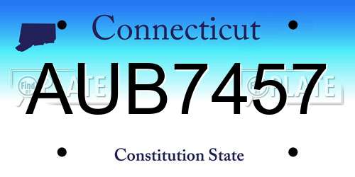 AUB7457 Connecticut License Plate