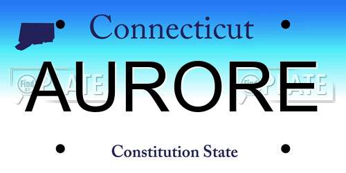 AURORE Connecticut License Plate