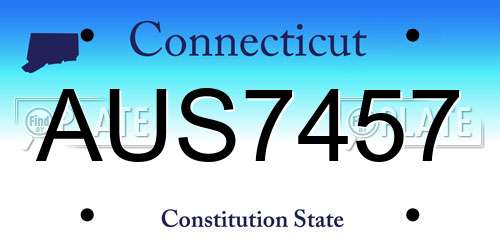 AUS7457 Connecticut License Plate