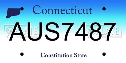 AUS7487 Connecticut License Plate