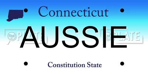 AUSSIE Connecticut License Plate