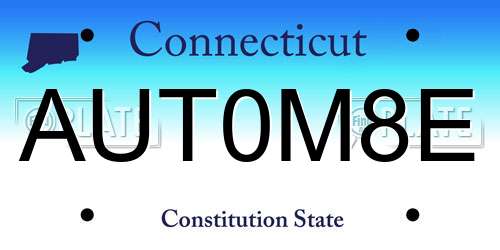 AUT0M8E Connecticut License Plate