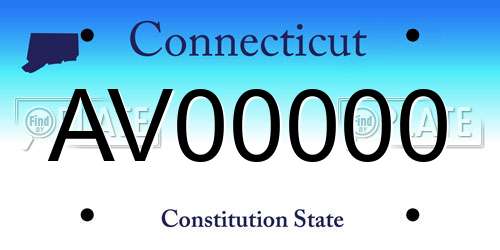 AV00000 Connecticut License Plate