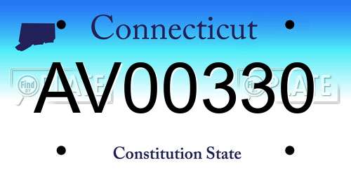 AV00330 Connecticut License Plate